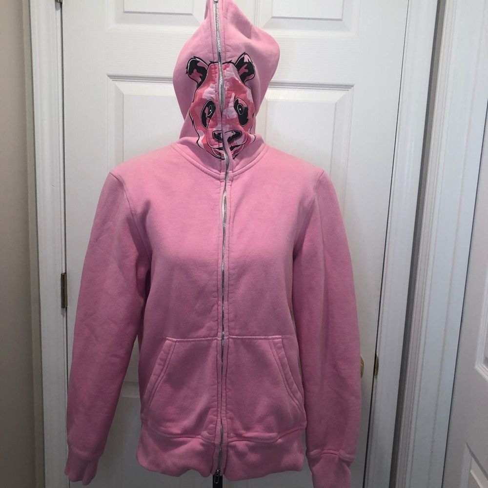 Made full zip pink panda hoodie, size small - Picture 2 of 10